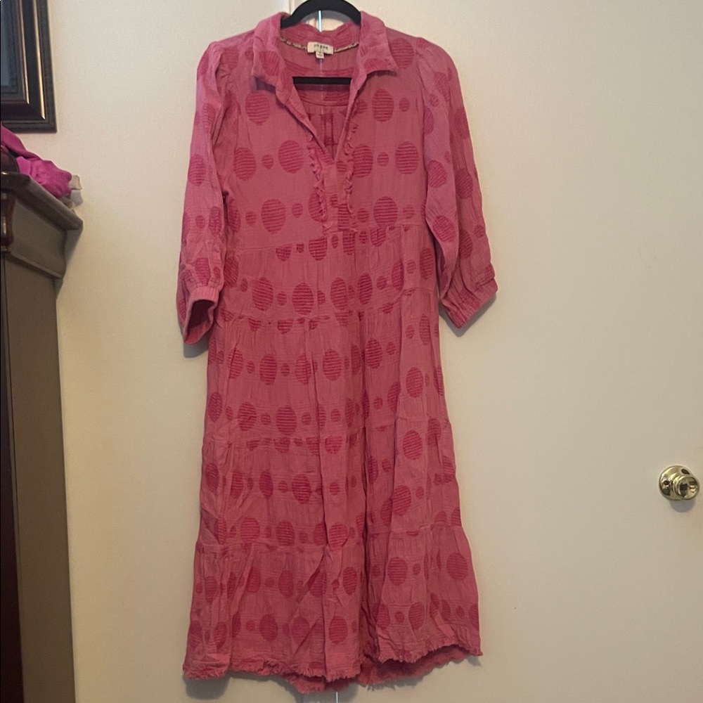 Umgee Red Patterned Long Sleeve Dress